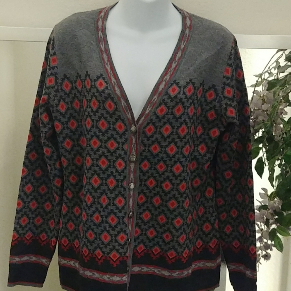 Pendleton Patterned Wool Cardigan Sweater - image 1